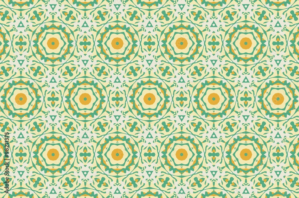 Орнамент с узорами зелёного,горчичного и пастельного цветов. 16
