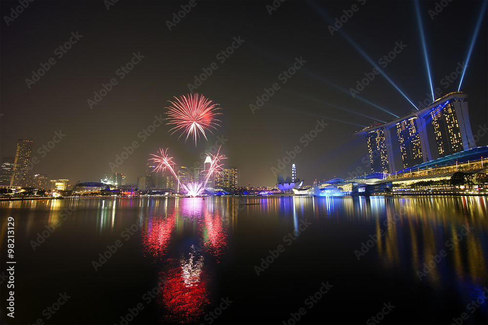 Singapore - Fireworks over Marina Bay
