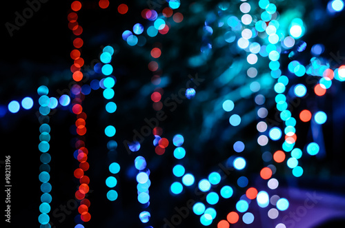colorful night bokeh background in the city street