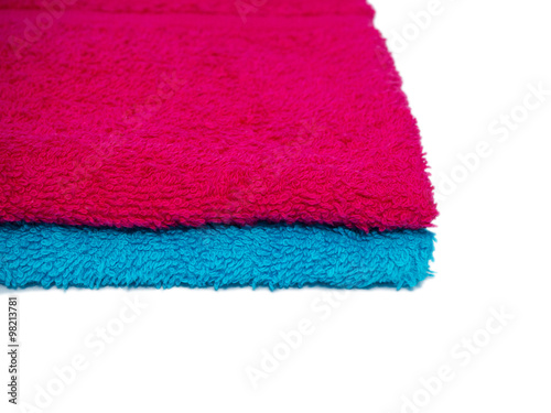 Two towels blue and pink
