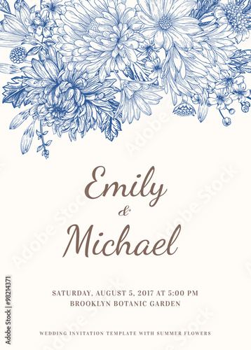 Invitation with flowers.