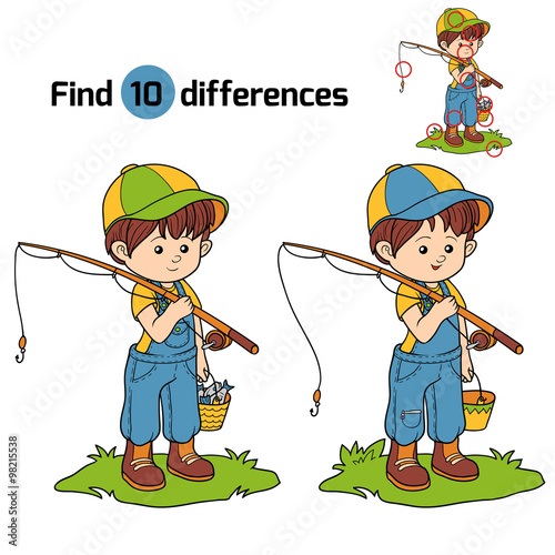 Find differences game (little boy fisher)