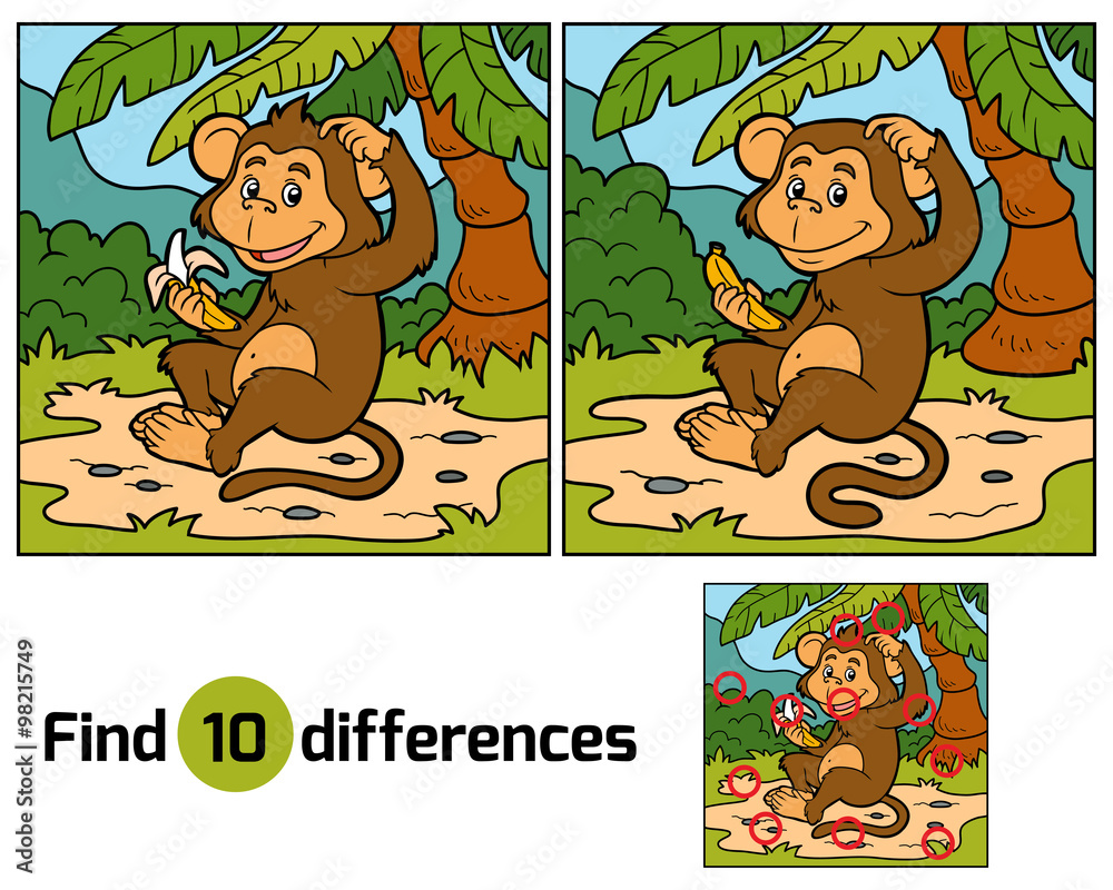 Obraz premium Game for children: find differences (little monkey)