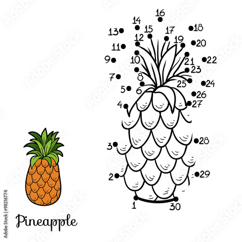 Numbers game: fruits and vegetables (pineapple)