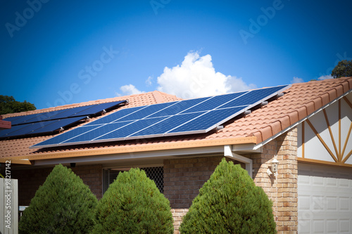 Solar panels on the roof, Australia photo