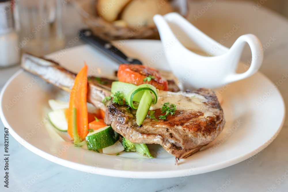 Pork chop steak and vegetable salad Pork chop steak and vegetable salad
