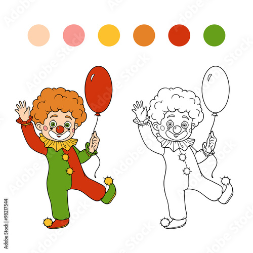 Coloring book for children: Halloween characters (clown)