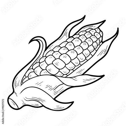 Coloring book: fruits and vegetables (corn)