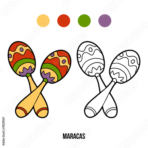 Coloring book for children: music instruments (maracas)