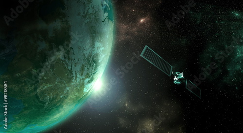 Planet earth with satellite