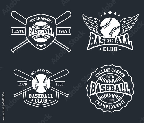 Set of vintage baseball labels and badges