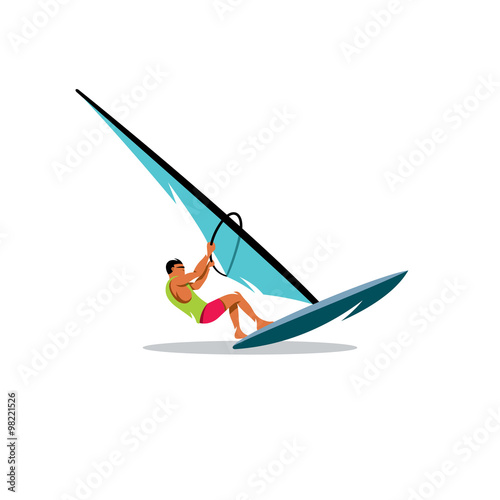 Windsurfing. Vector Illustration.