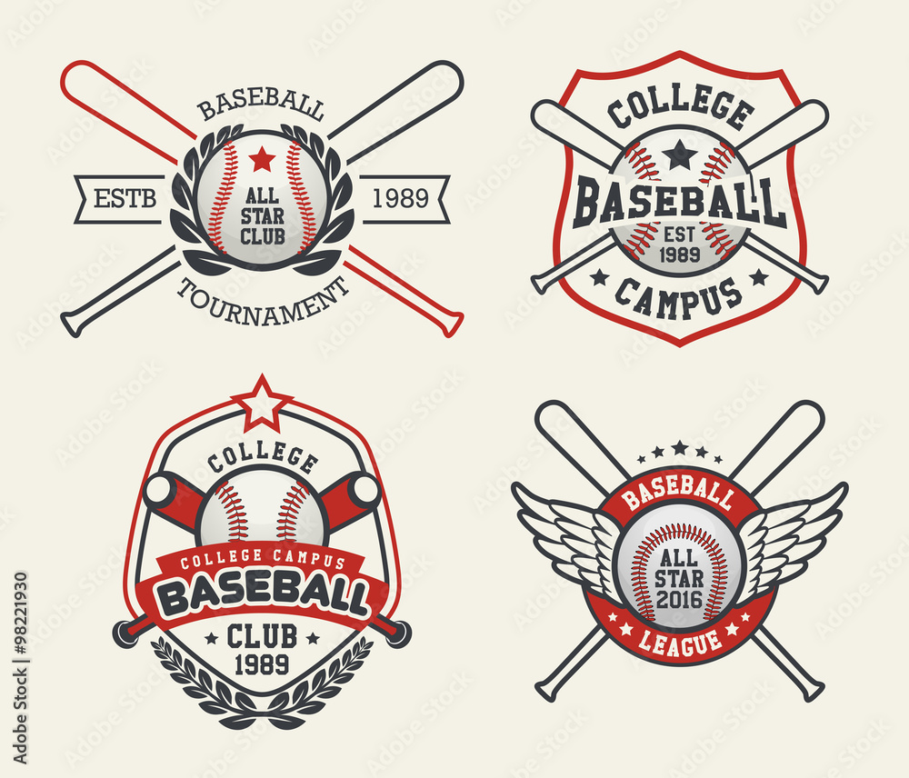 Set of Sport Baseball Badge Logo Templates, Baseball Label Templates, T-Shirt Graphics