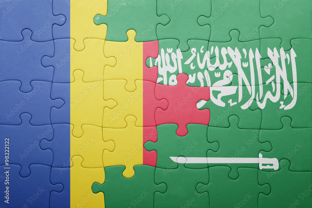 Fototapeta premium puzzle with the national flag of saudi arabia and romania