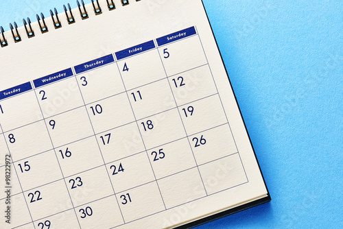 Calendar.On blue background.