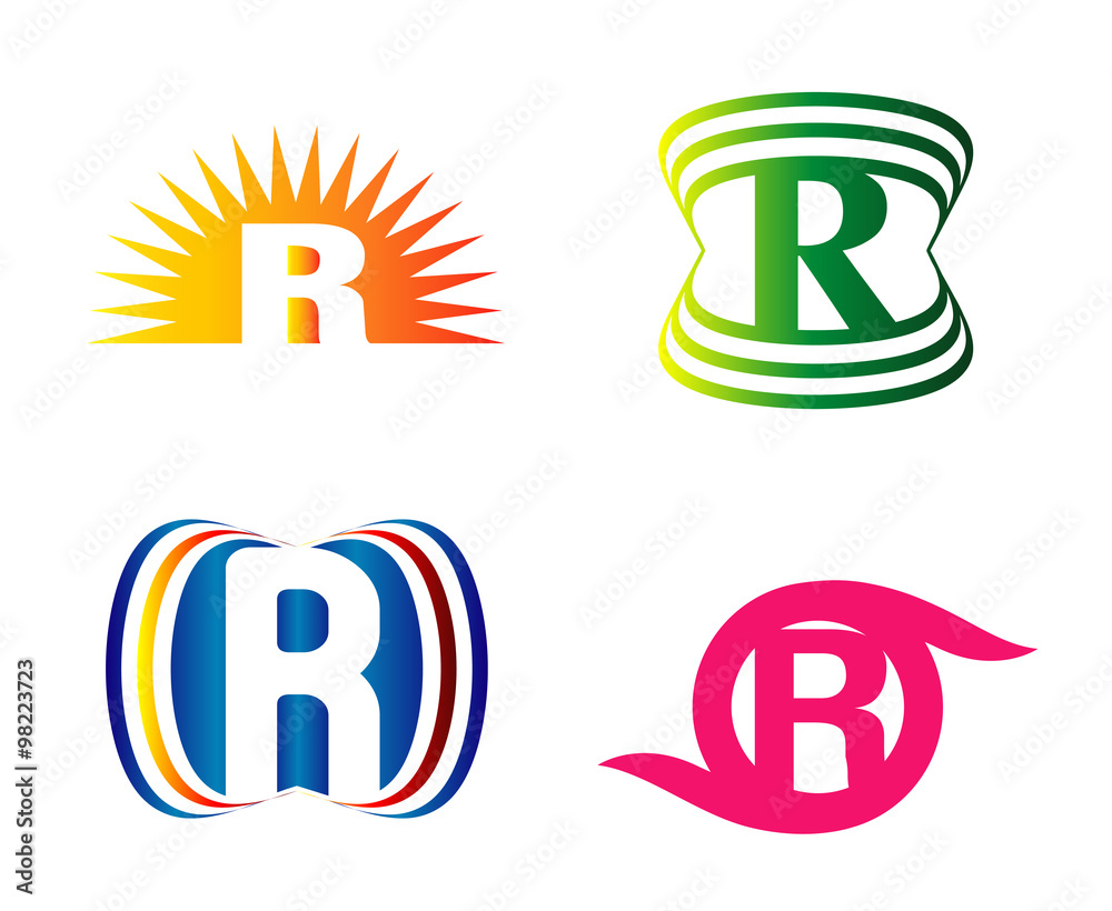 Set of alphabet symbols of letter R, icons, vector Stock Vector | Adobe ...