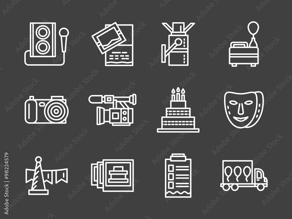White line icons for party White line icons for party