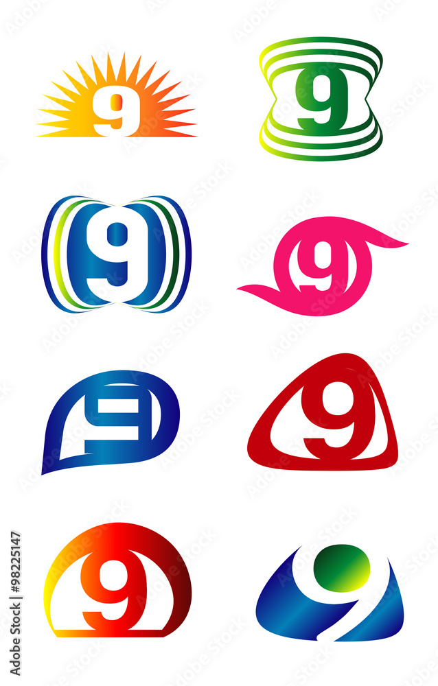 Abstract icons for number 5 logo set

