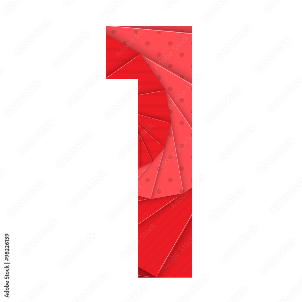 RED ORIGAMI NUMBER ICON 1 (ONE) Stock Vector | Adobe Stock