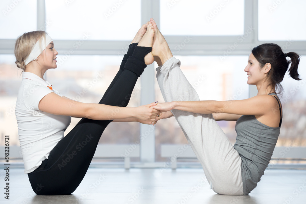 Premium Vector  Balancing stick yoga pose young woman practicing yoga  fitness workout concept
