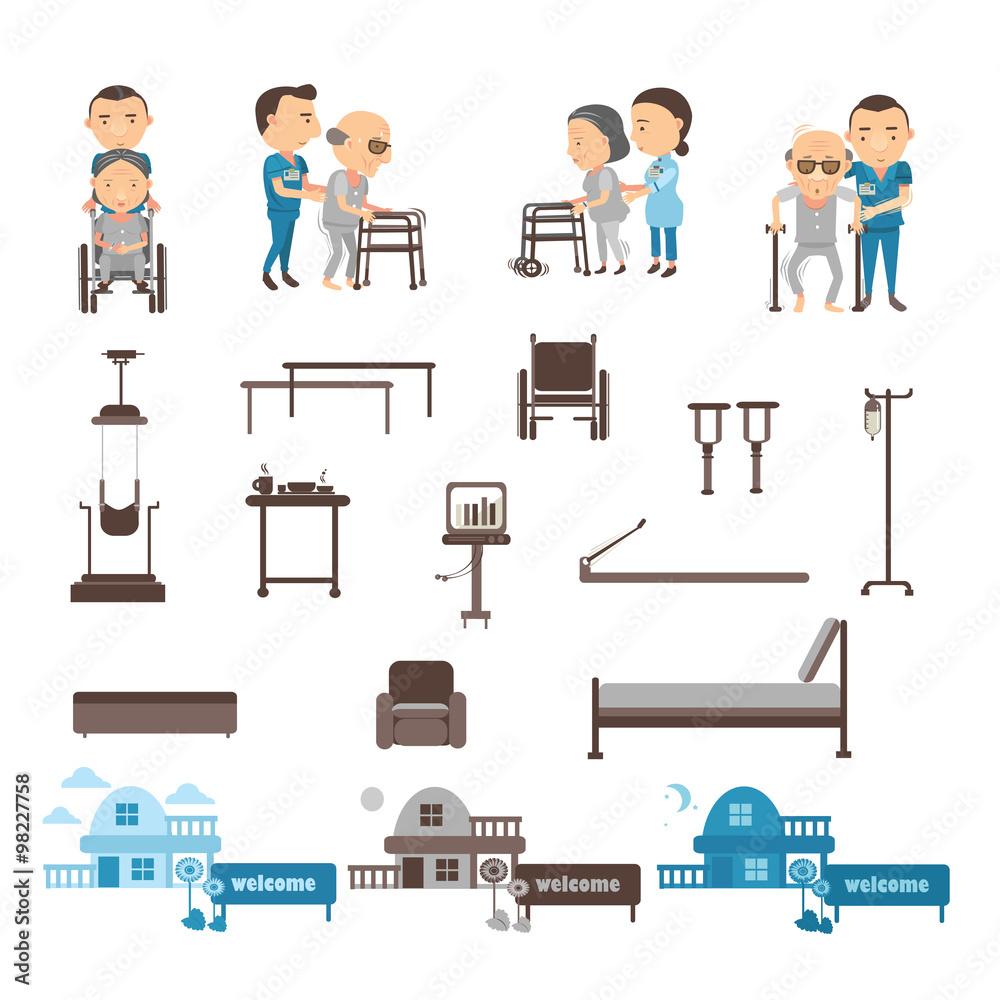 Occupational therapy, physiotherapy equipment vector illustration Stock