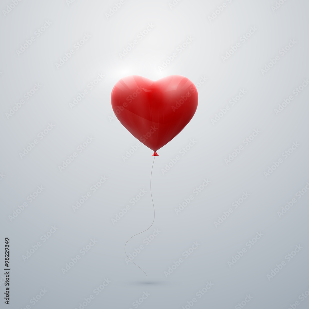 flying red balloon heart 