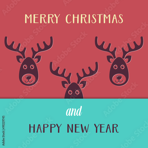 Christmas card with reindeers