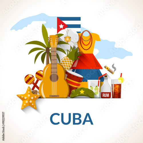 Cuban National Symbols Composition Poster Print