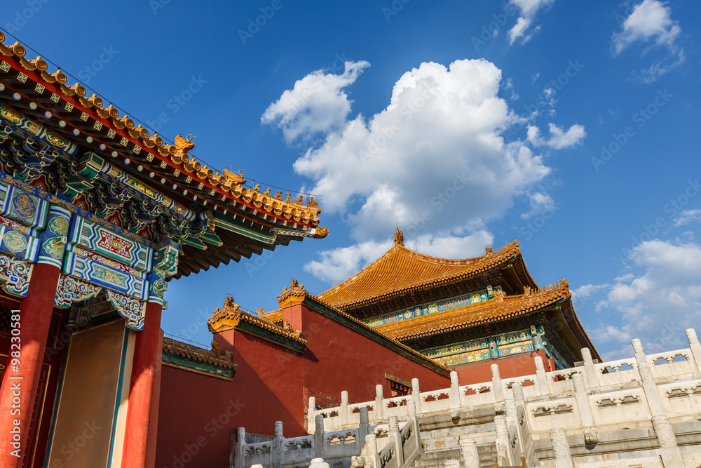 Fototapeta premium The ancient royal palaces of the Forbidden City in Beijing, China