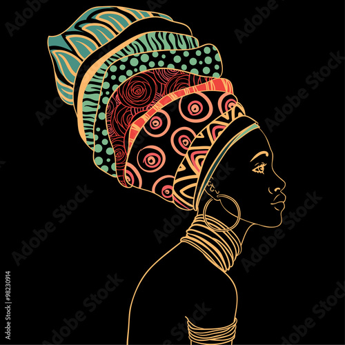 Portrait of beautiful African woman in turban