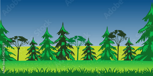 Panorama wood and glade summer