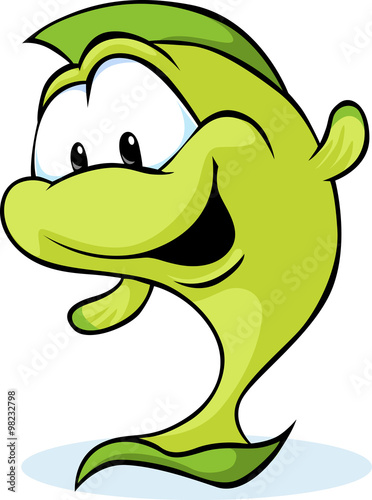 cute carp fish standing isolated on white - vector illustration