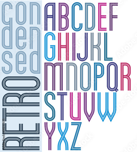 Poster retro striped font, ...