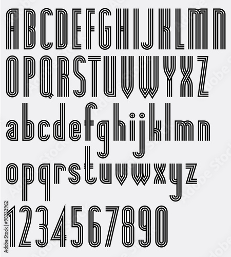 Poster triple striped black font and numbers.