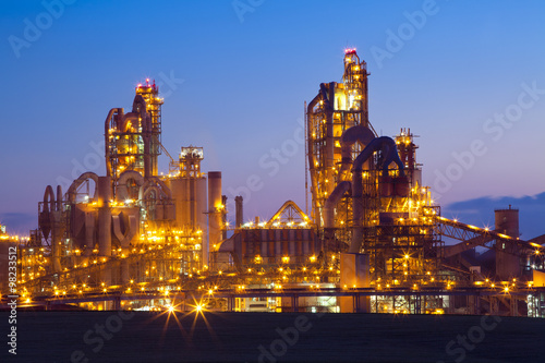 Factory   Chemical Plant At Sunset