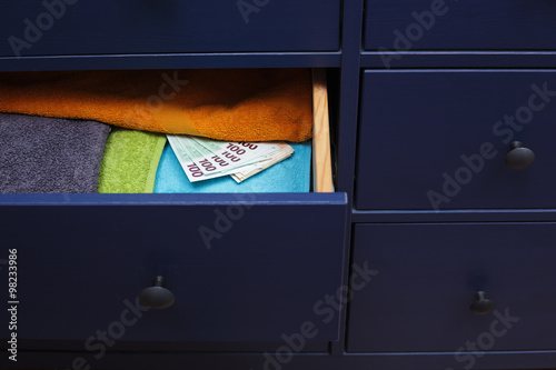 фотографія large stash of money for a rainy day, hidden at home