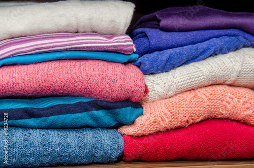 stack of clothes from knitted knitwear © RomanR