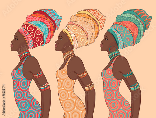 Pretty African American woman in traditional turban