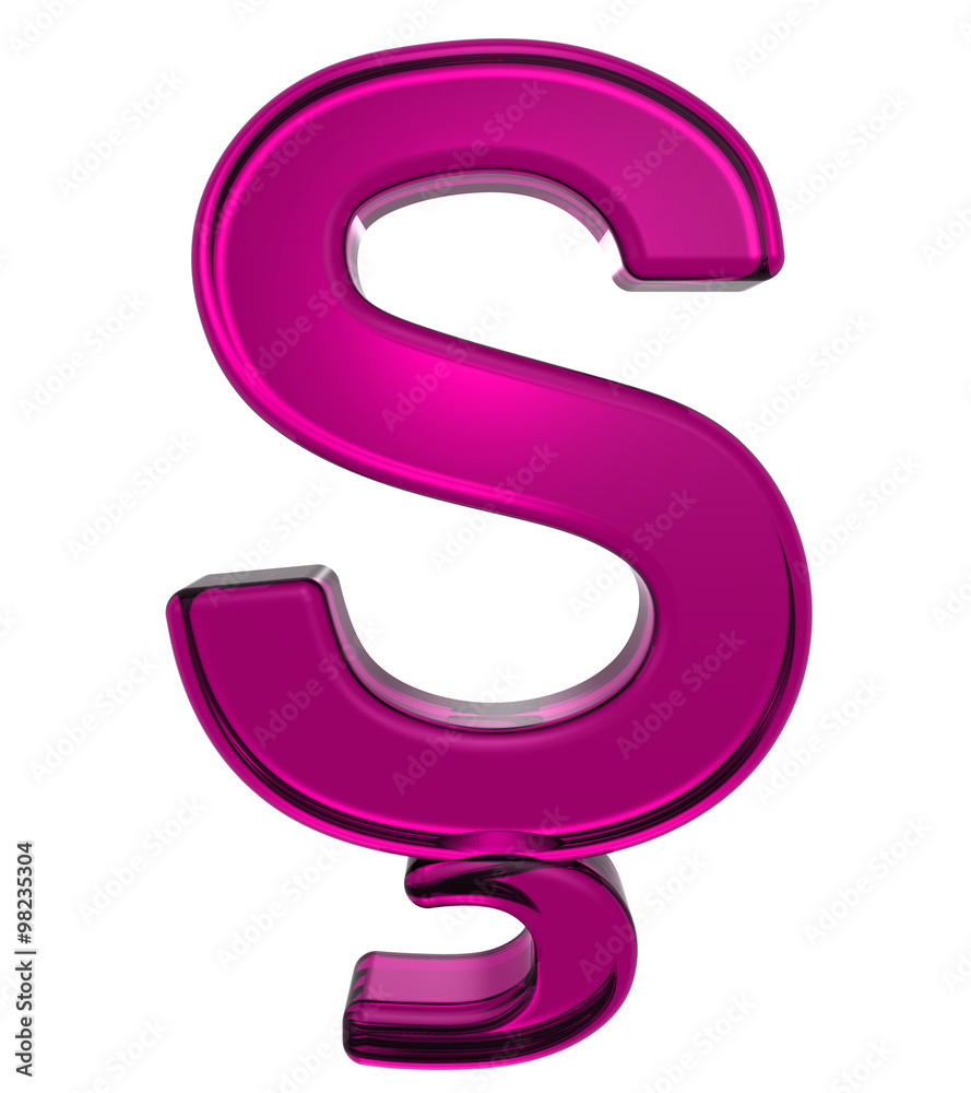 One letter from pink alphabet set, isolated on white. Computer generated 3D photo rendering.