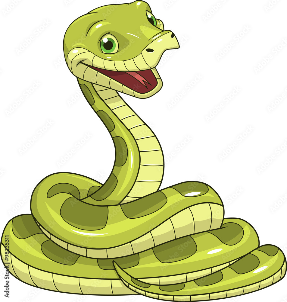 Obraz premium Zielony wąż zabawny