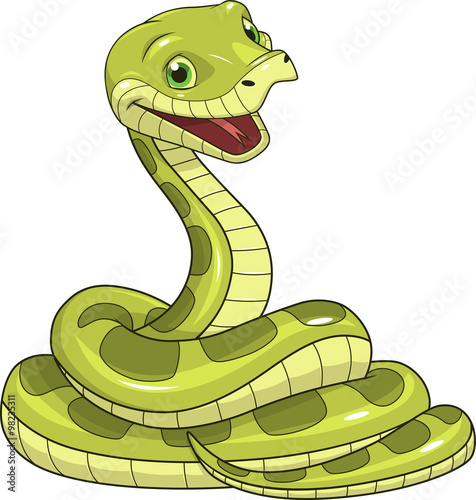 Stampa su tela Green funny snake