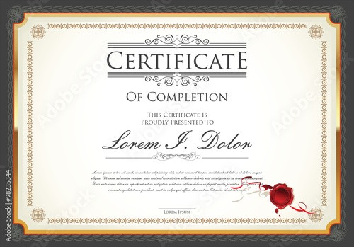 Certificate or diploma template retro vintage design