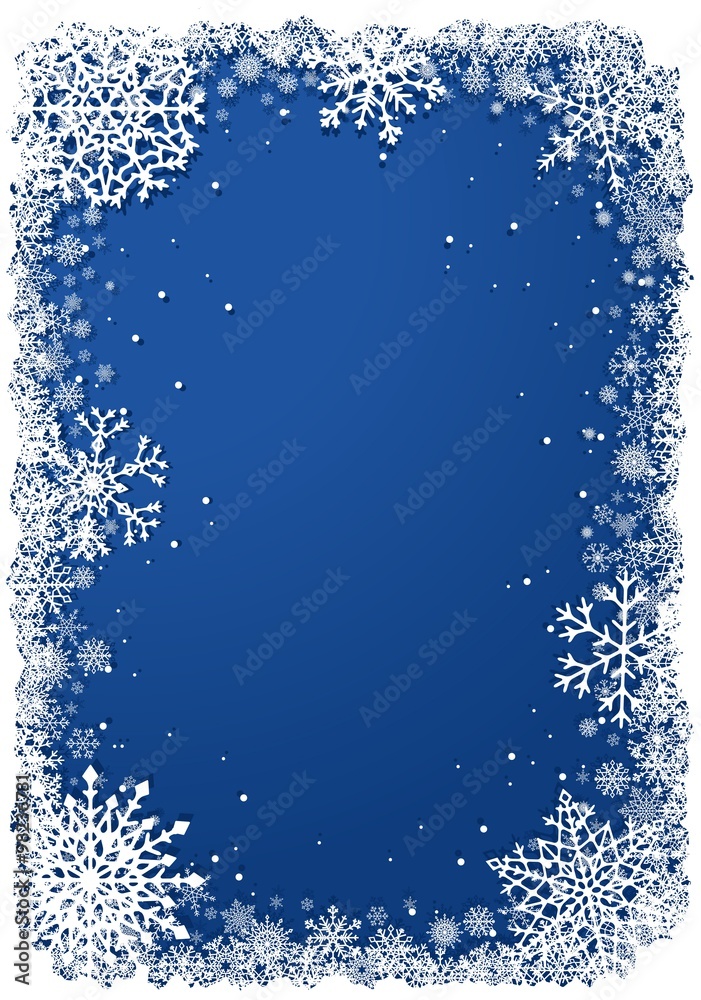 Christmas frame with snowflakes over blue background Christmas frame with snowflakes over blue background