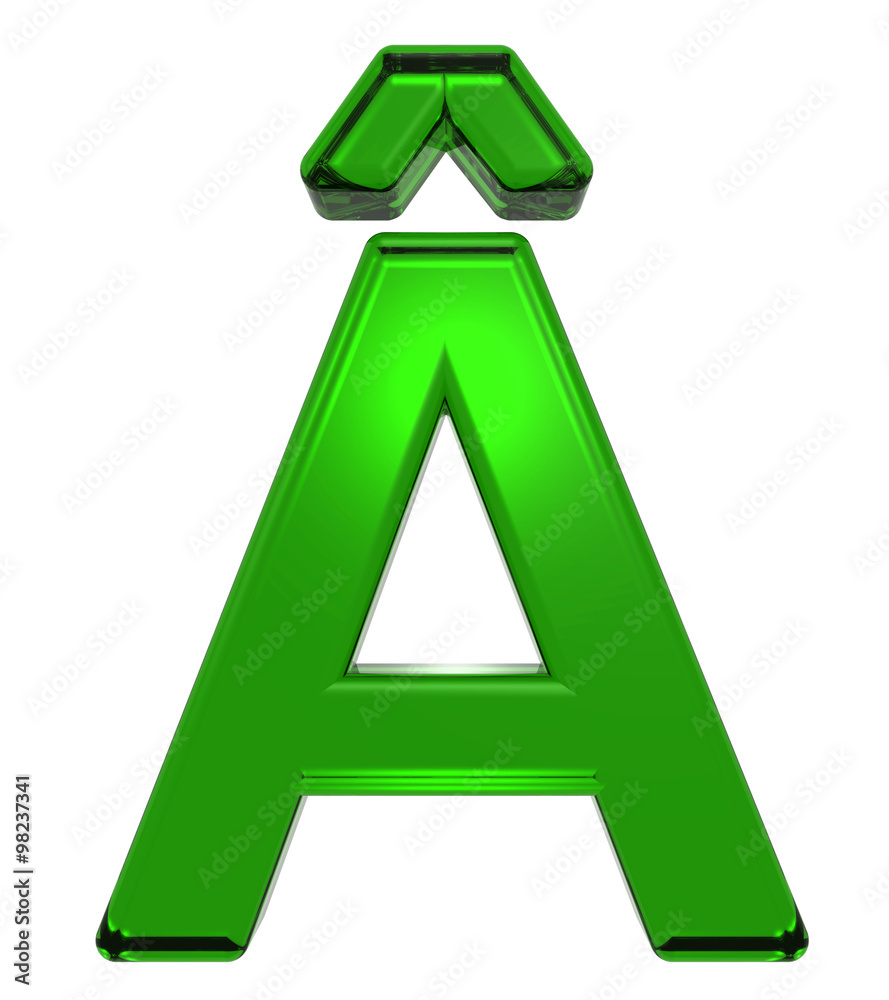 One letter from emerald alphabet set, isolated on white. Computer generated 3D photo rendering. One letter from emerald alphabet set, isolated on white. Computer generated 3D photo rendering.