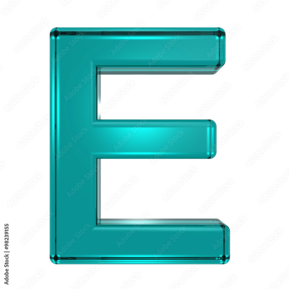 One letter from turquoise alphabet set, isolated on white. Computer generated 3D photo rendering. One letter from turquoise alphabet set, isolated on white. Computer generated 3D photo rendering.