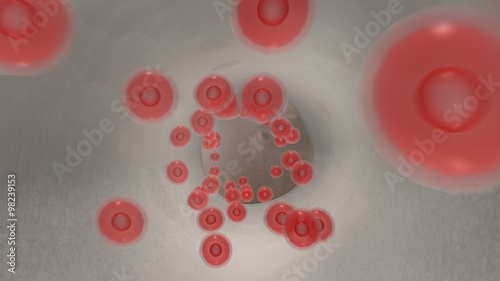 Endoscopic view of flowing red blood cells in a graft photo