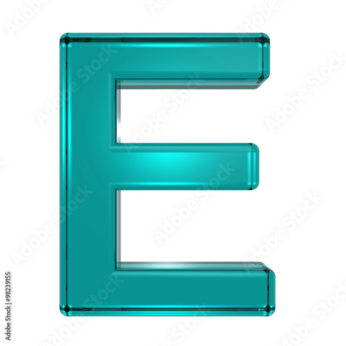 One letter from turquoise alphabet set, isolated on white. Computer generated 3D photo rendering.