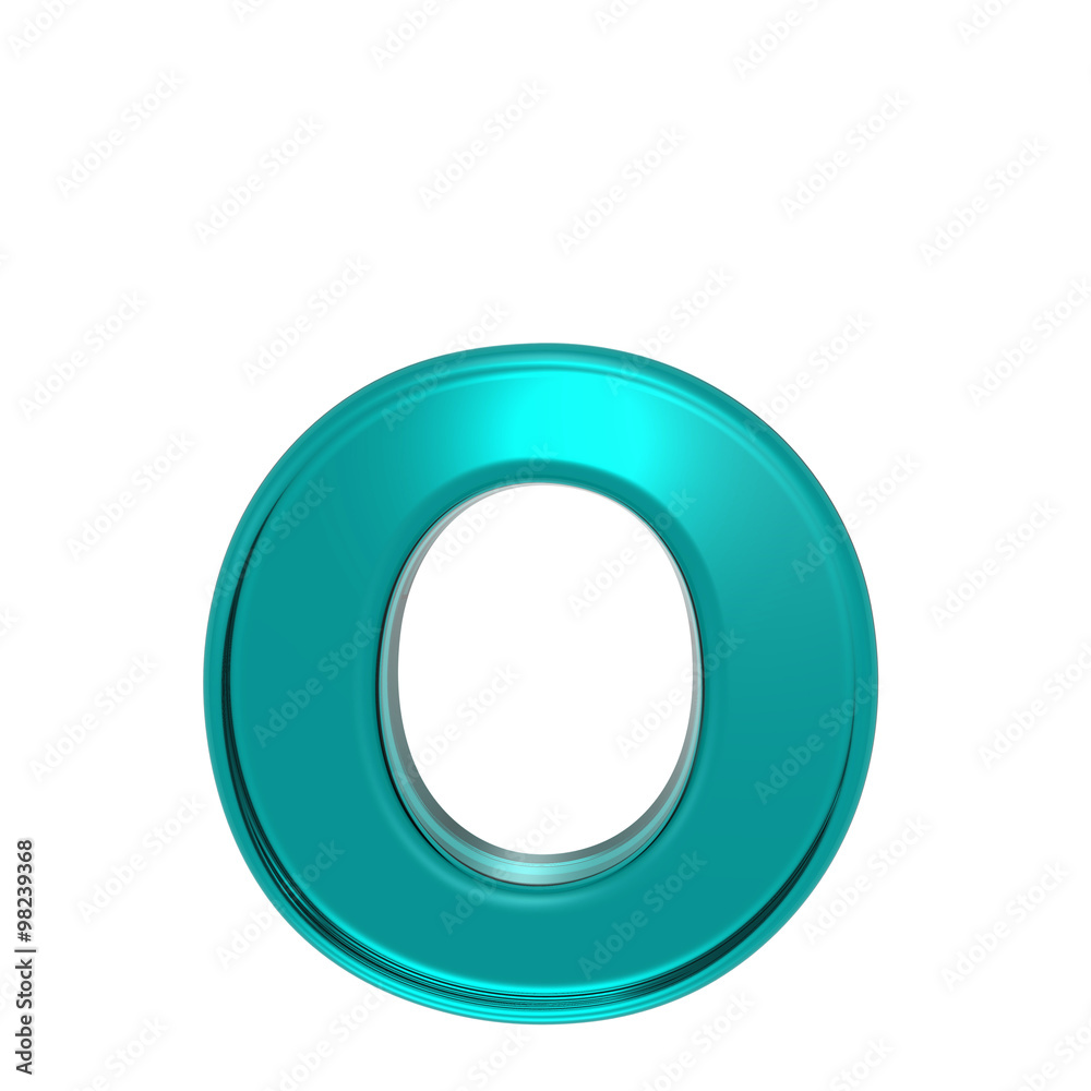 One lower case letter from turquoise alphabet set, isolated on white. Computer generated 3D photo rendering.