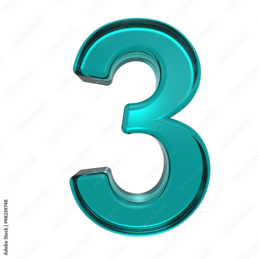 One digit from turquoise alphabet set, isolated on white. Computer generated 3D photo rendering. One digit from turquoise alphabet set, isolated on white. Computer generated 3D photo rendering.
