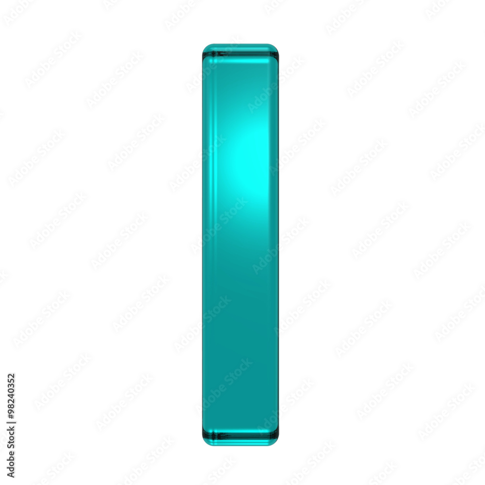 One letter from turquoise alphabet set, isolated on white. Computer generated 3D photo rendering. One letter from turquoise alphabet set, isolated on white. Computer generated 3D photo rendering.